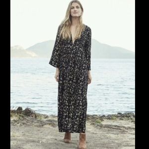 Down Zinnia Dress in Black Scroll Print